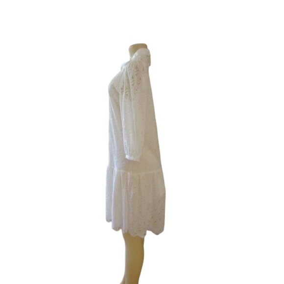 New, White Esqualo Lace Shirt Dress With 3/4 Sleeves & Collar Size 8 - Picture 4 of 10